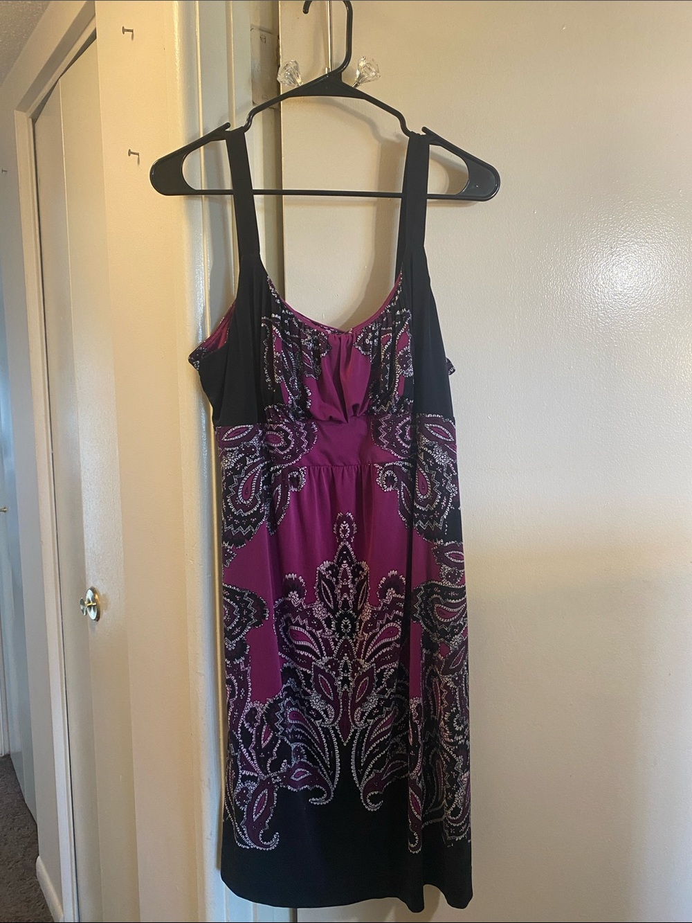 Soma Black and Purple Paisley Boho Sleeveless Dress